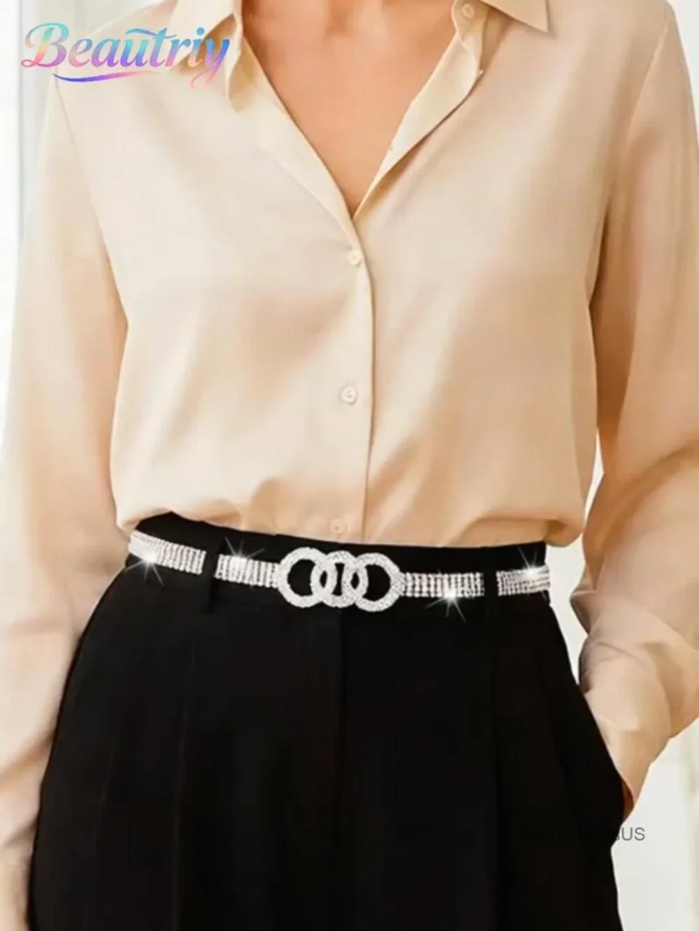 Rhinestone Chain Belt Silver Bling Dress Belt Sparkly Waist Accessories
